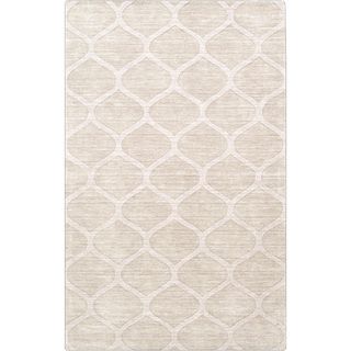 Hand crafted Solid White Lattice Windsor Wool Rug (2 X 3)