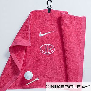 Nike® Hot Pink Embroidered Golf Towel Monogram