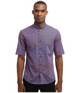 McQ Optic Allover Fitted S/S Button Up Mens Short Sleeve Button Up (Purple)
