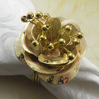 Metal Rose Wedding Napkin Ring Set Of 6, Dia 4.5cm