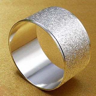 Set of 6 Pieces Metal Brass Silvery Round Napkin Rings