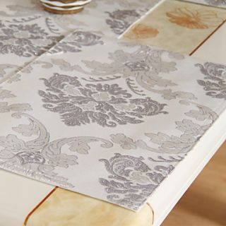 Set of 4 Silver Thread Floral Pattern Placemats