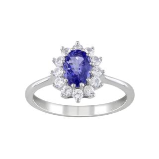 Genuine Tanzanite & Lab Created White Sapphire Starburst Ring, Womens