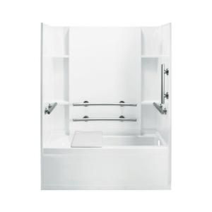Sterling Plumbing Accord 32 in. x 60 in. x 74 in. Four Piece Direct to Stud ADA Bath/Shower Kit with Right hand Drain in White 71150125 0