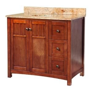 Foremost Knoxville 37 in. W x 22 in. D Vanity in Nutmeg and Vanity Top with Stone effects in Tuscan Sun KNCASETS3722D