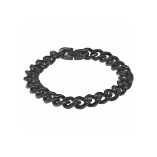 Mens Stainless Steel & Black IP Curb Bracelet