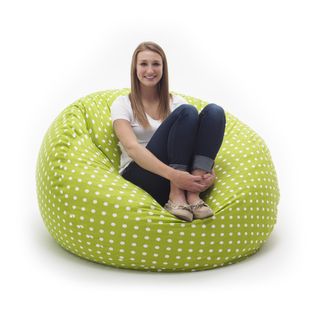 Comfort Research Fufsack Memory Foam Polka Dot Green 4 foot Large Bean Bag Lounge Chair Green Size Large
