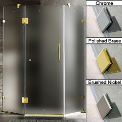 Vigo 36 X 36 Frameless Neo angle Frosted/ Polished Brass Right Shower Enclosure