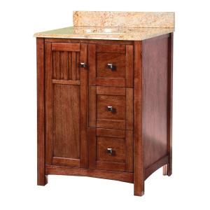 Foremost Knoxville 25 in. W x 22 in. D Vanity in Nutmeg and Vanity Top with Stone effects in Tuscan Sun KNCASETS2522D