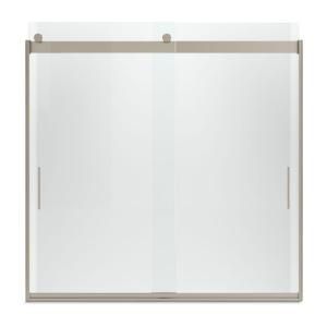 KOHLER Levity 59 5/8 in. W x 59 3/4 in. H Frameless Bypass Tub/Shower Door with Crystal Clear Glass and Blade Handle in Bronze 706002 L ABV