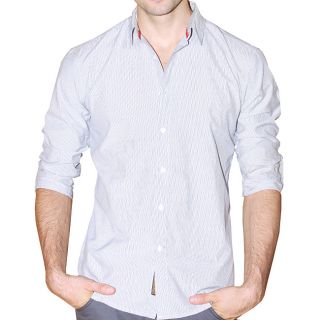 191 Unlimited Mens Grey Stripe Woven Shirt