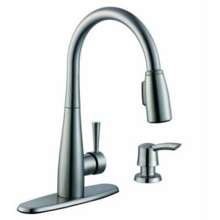 900 Series Single Handle Pull Down Sprayer Kitchen Faucet in Stainless Steel with Soap Dispenser 67070 3308D2