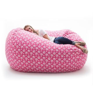 Comfort Research Fufsack Memory Foam Peace Sign Pink 7 foot Xxl Bean Bag Lounge Chair Pink Size Extra Large