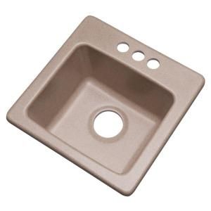 Mont Blanc Westminster Drop in Composite Granite 16x16x7 3 Hole Single Bowl Kitchen Sink in Desert Sand 17315Q