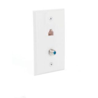 CE TECH Network and Coax Wall Plate 217F 8C WH