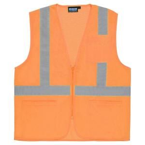 ERB 2X S363P Class 2 Mesh Economy Vest with Pockets and Zipper Closure in Hi Viz Orange 61661