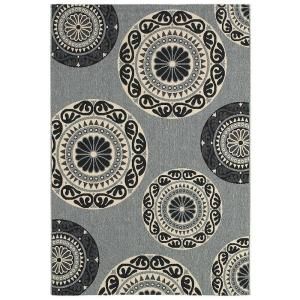 LR Resources Lanai Grey 7 ft. 9 in. x 9 ft. 9 in. Plush Outdoor Area Rug LR80941 GY810