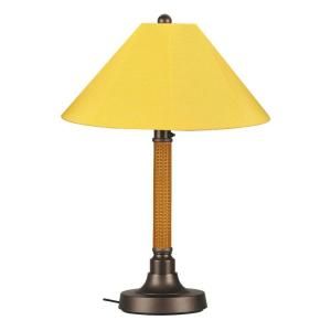 Patio Living Concepts Bahama Weave 34 in. Outdoor Mocha Cream Table Lamp with Buttercup Shade 43154.0