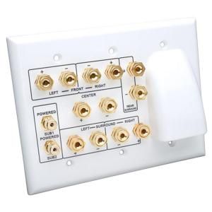 Vanco 4 Gang Whole House Audio and 7.2 Home Theater Wall Plate   White HTWP72BW