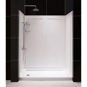 DreamLine QWALL 5 30 in.   40 in. x 58 in.   62 in. x 74 in. Four Piece Easy Up Adhesive Shower Wall in White SHBW 1462743 01