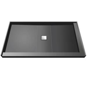 Wonder Drain 37 in. x 72 in. Double Threshold Shower Pan in Black WD3772CDR PVC