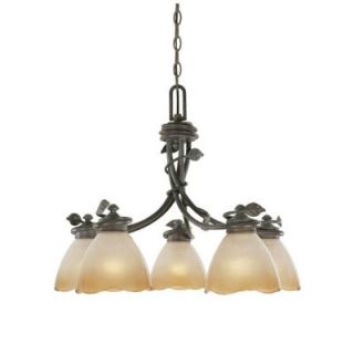 Designers Fountain Belle Rose Collection 5 Light 18.5 in. Hanging Old Bronze Downlight Chandelier HC0585