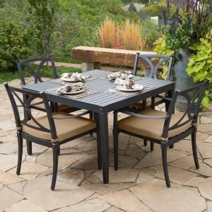 RST Outdoor Astoria 5 Piece Cafe Patio Dining Set with Delano Beige Cushions OP ALTS5 AST DEL K