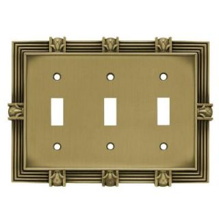 Liberty Pineapple 3 Toggle Switch Wall Plate   Tumbled Antique Brass 64477