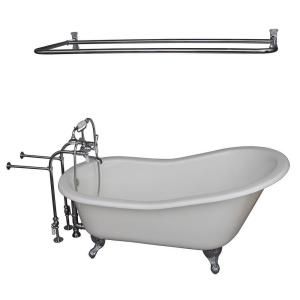 Barclay Products 5.58 ft. Cast Iron Slipper Bathtub Kit in White with Polished Chrome Accessories TKCTSN67 CP5