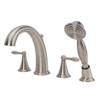 Fontaine Montbeliard 2 Handle Deck Mount Roman Tub Faucet with Hand Shower in Brushed Nickel BRN MBDRT BN