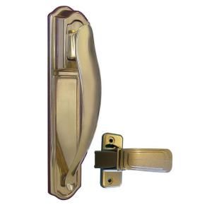 Ideal Security Inc. Brass Coated Storm and Screen Door Pull Handle Set with Back Plate SKDXBB