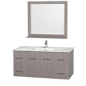 Wyndham Collection Centra 48 in. Vanity in Grey Oak with Marble Vanity Top in Carrara White and Undermount Sink WCVW00948SGOCMUNDM36