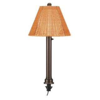 Patio Living Concepts Tahiti 15 in. Outdoor Bronze Umbrella Table Lamp with Honey Wicker Shade 11777