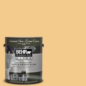 BEHR Premium Plus Ultra Home Decorators Collection 1 gal. #HDC CL 16 Beacon Yellow Semi Gloss Enamel Interior Paint 375401