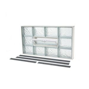 TAFCO WINDOWS NailUp2 32 in. x 18 in. Ice Pattern Glass Block Window with Vent NU2 3218IV