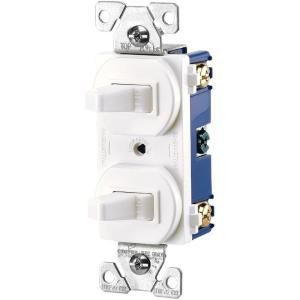 Cooper Wiring Devices Commercial Grade 15 Amp Combination Single Pole Toggle Switch and 3 Way Switch   White 275W BOX