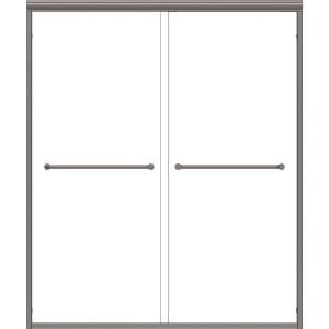 Basco Infinity 47 in. x 70 in. Clear Frameless Bypass Shower Door in Brushed Nickel 4500 48CLBN