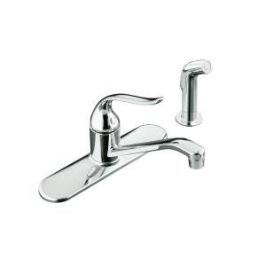 KOHLER Coralais Single Control Kitchen Sink Faucet with 8 1/2 in. Spout, Sidespray and Lever Handle in Polished Chrome K 15172 F CP