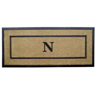 Creative Accents DirtBuster Single Picture Frame Black 24 in. x 57 in. Coir with Rubber Border Monogrammed N Door Mat 18106N