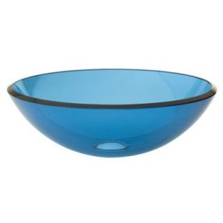 DECOLAV Translucence Above Counter Round Tempered Glass Vessel Sink in Transparent Blue   DISCONTINUED 1112T TBL