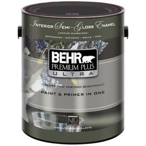 BEHR Premium Plus Ultra 1 gal. Pure White Semi Gloss Interior 375001