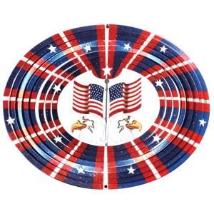 Iron Stop 10 in. 3D American Flag and Eagle Wind Spinner D6030 10