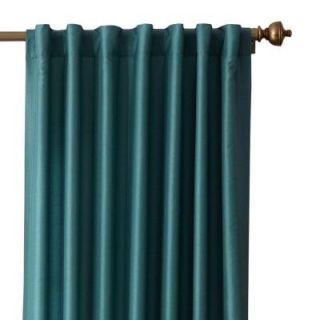 Home Decorators Collection Teal Slub Faux Silk Back Tab Curtain, 84 in. Length 1624000
