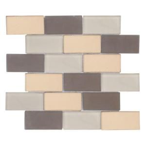Jeffrey Court Balsamic Cold Brick 11.75 in. x 13.625 in. x 8 mm Glass Mosaic Wall Tile 99529