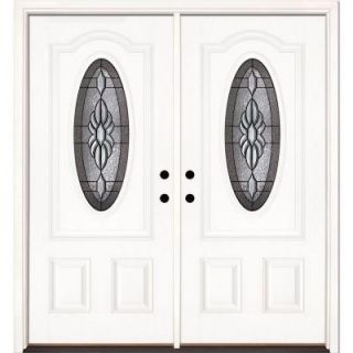 Feather River Doors Sapphire Patina 3/4 Oval Lite Primed Smooth Fiberglass Double Entry Door 1H3191 400
