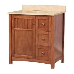 Foremost Knoxville 31 in. W x 22 in. D Vanity in Nutmeg and Vanity Top with Stone effects in Oasis KNCASEO3122D