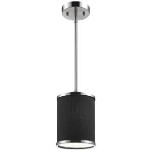 Medford Collection 1 Light Satin Nickel Hanging Lamp with Black Fabric Shade 23070 C1
