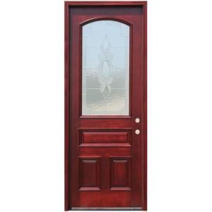 Pacific Entries Traditional 3/4 Arch Lite Stained Mahogany Wood Entry Door with 8 ft. Height Series M63STL 8
