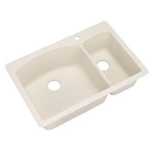 Blanco Diamond Dual Mount Composite 33x22x9.5 1 Hole Double Bowl Kitchen Sink in Biscuit 440201