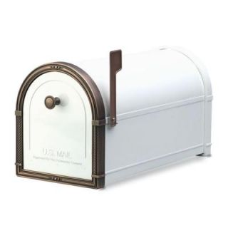 Architectural Mailboxes Coronado White with Antique Copper Accents Post Mount Mailbox 5505W
